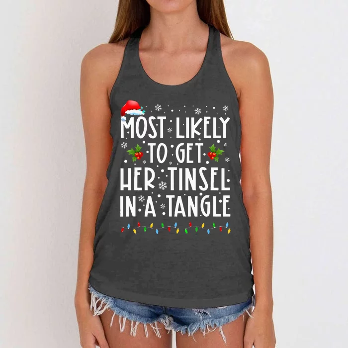 Festive Family Christmas Tinsel Tangle Favorites Women's Knotted Racerback Tank