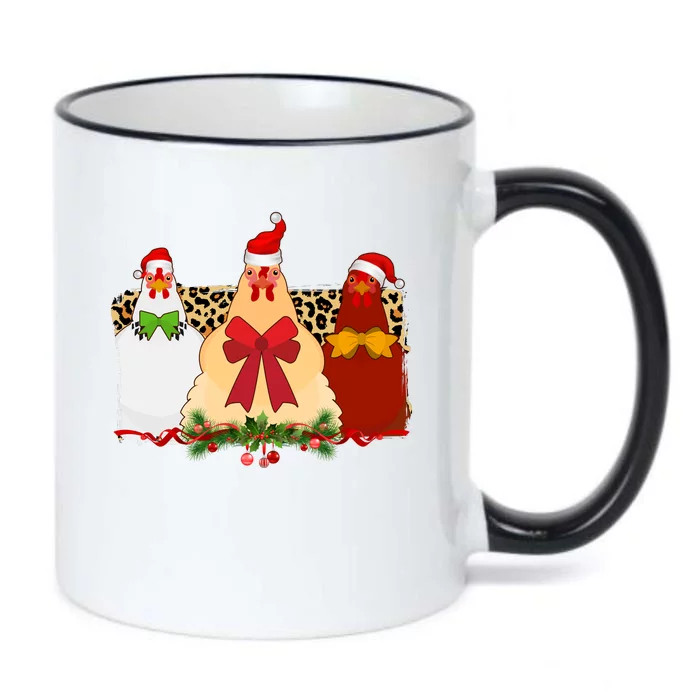 Funny Festive Christmas Chickens Black Color Changing Mug