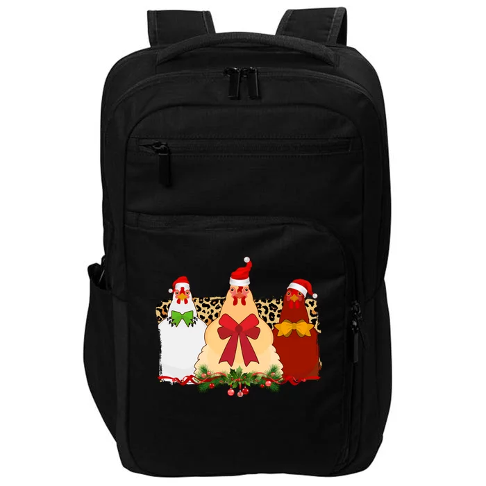 Funny Festive Christmas Chickens Impact Tech Backpack