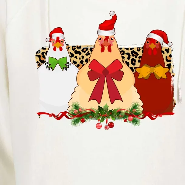 Funny Festive Christmas Chickens Womens Funnel Neck Pullover Hood