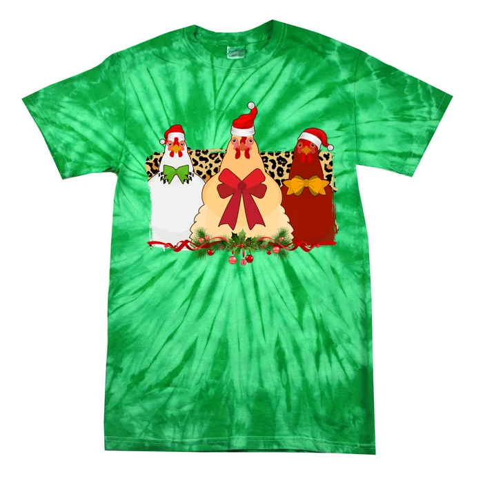 Funny Festive Christmas Chickens Tie-Dye T-Shirt