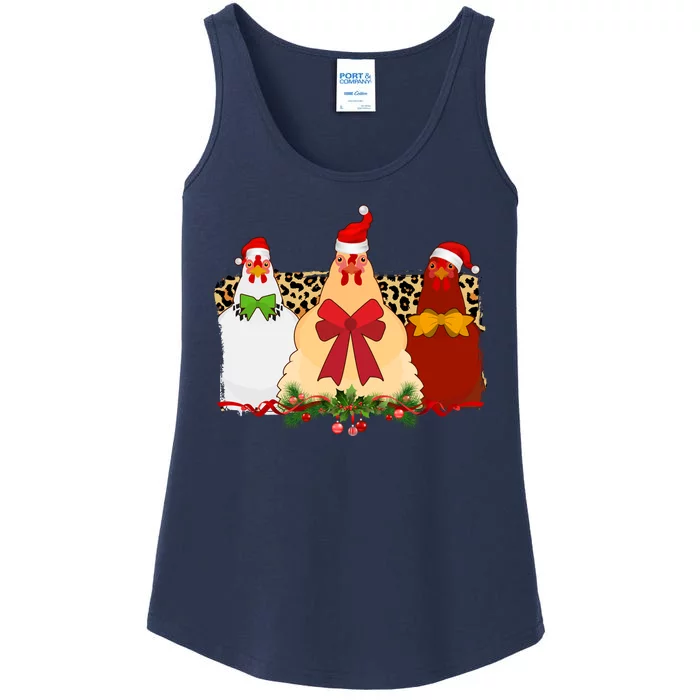 Funny Festive Christmas Chickens Ladies Essential Tank