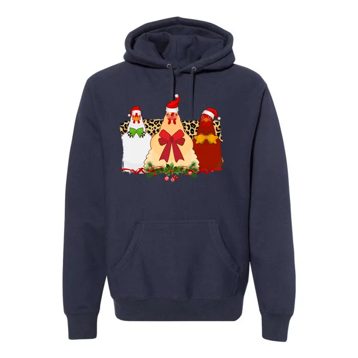 Funny Festive Christmas Chickens Premium Hoodie