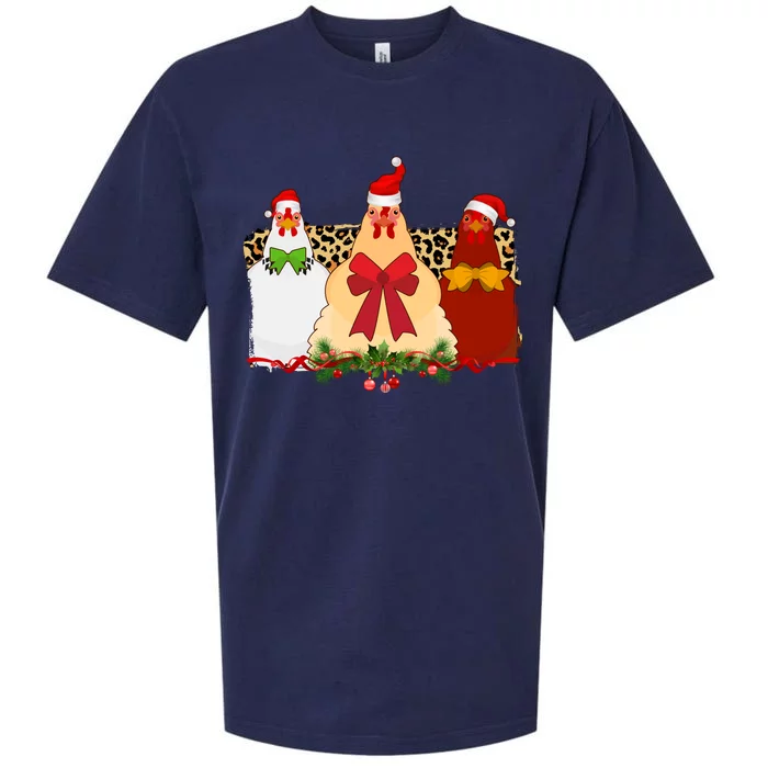 Funny Festive Christmas Chickens Sueded Cloud Jersey T-Shirt