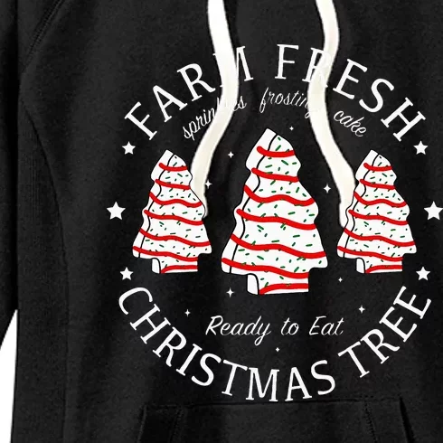 Farm Fresh Christmas Tree Cakes Funny Tree Farm Xmas Pajamas Women's Fleece Hoodie