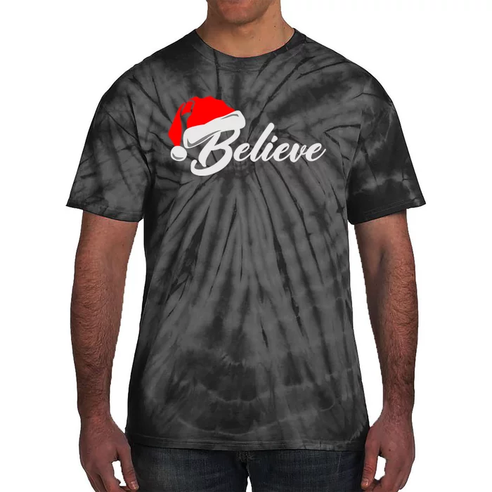 Funny Family Christmas Believe Santa Claus Cute Xmas Holiday Tie-Dye T-Shirt