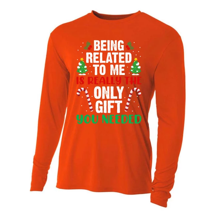 Funny Family Christmas Funny Gift Being Related To Me Gift Cooling Performance Long Sleeve Crew