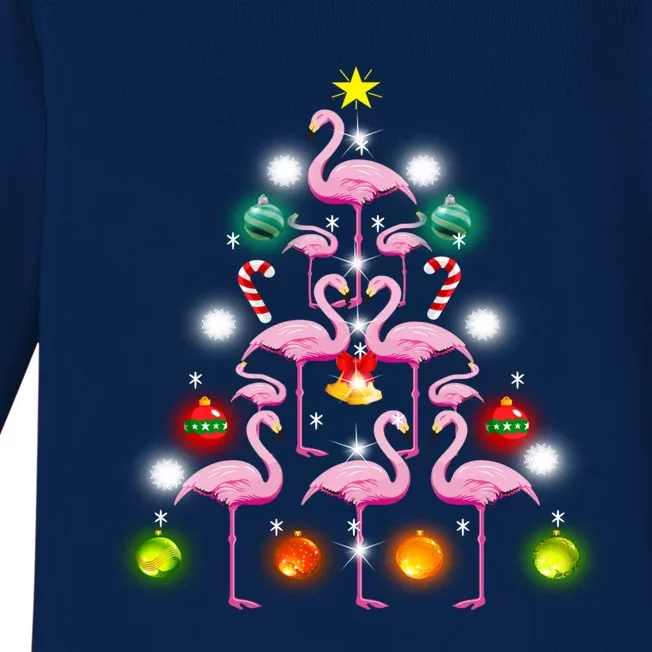 Funny Flamingo Christmas Tree Cute Flamingos Xmas Girls Teen Gift Baby Long Sleeve Bodysuit