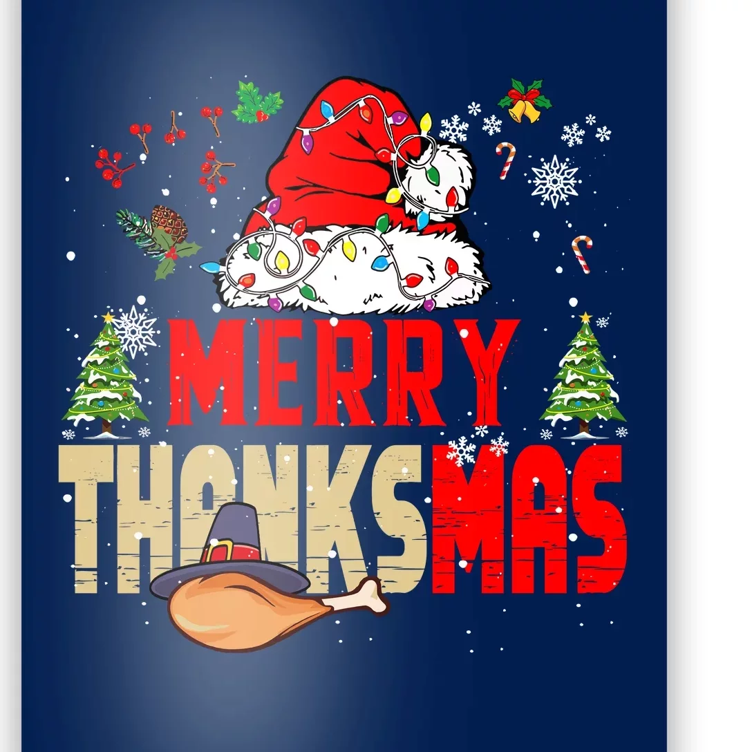 Funny Family Christmas Merry Thanksmas Cute Xmas Holiday Poster