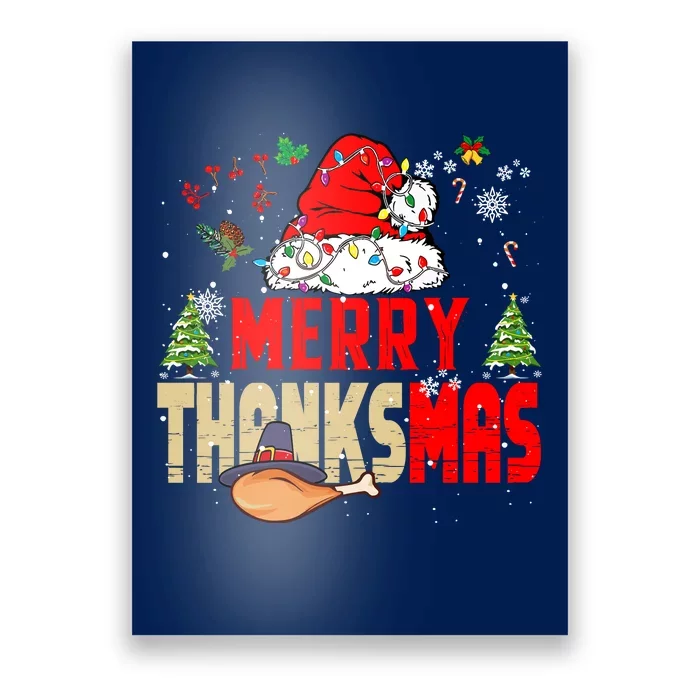 Funny Family Christmas Merry Thanksmas Cute Xmas Holiday Poster