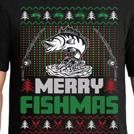 Funny Fishing Christmas Merry Fishmas Fishers Funny Gift Pajama Set