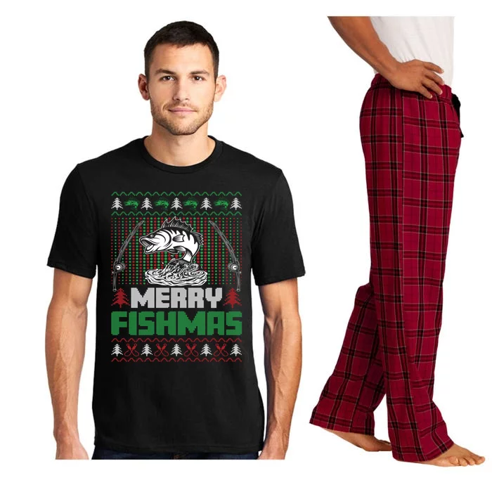 Funny Fishing Christmas Merry Fishmas Fishers Funny Gift Pajama Set