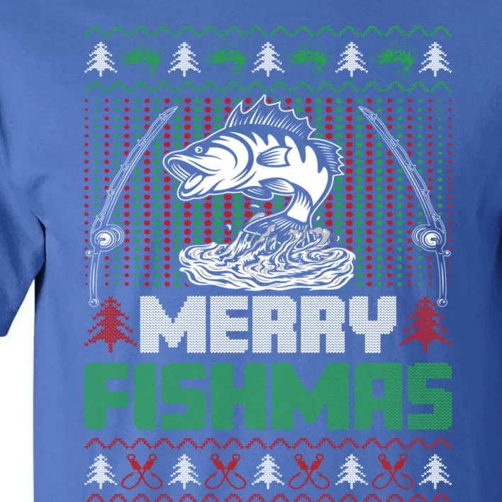 Funny Fishing Christmas Merry Fishmas Fishers Funny Gift Tall T-Shirt