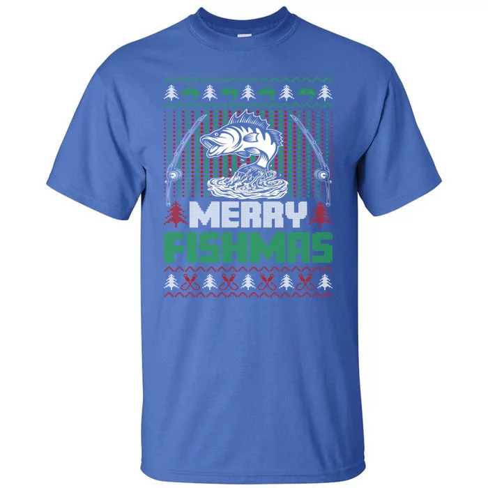 Funny Fishing Christmas Merry Fishmas Fishers Funny Gift Tall T-Shirt