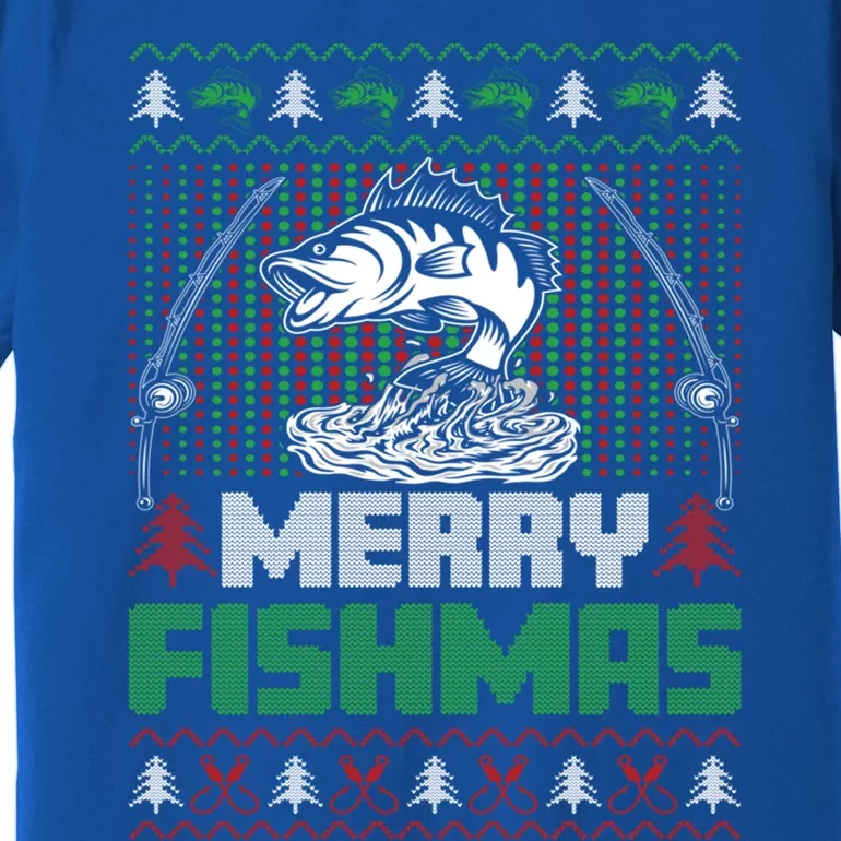 Funny Fishing Christmas Merry Fishmas Fishers Funny Gift Premium T-Shirt