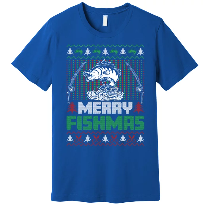 Funny Fishing Christmas Merry Fishmas Fishers Funny Gift Premium T-Shirt