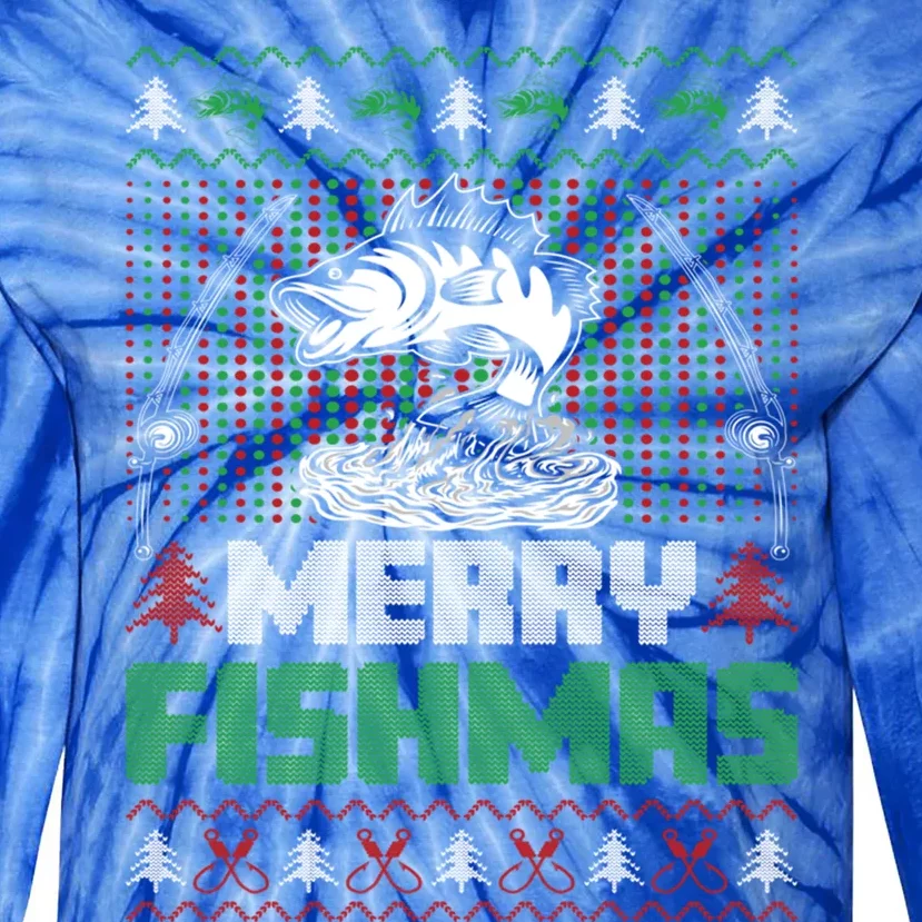 Funny Fishing Christmas Merry Fishmas Fishers Funny Gift Tie-Dye Long Sleeve Shirt