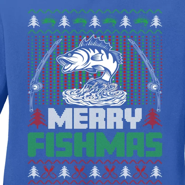 Funny Fishing Christmas Merry Fishmas Fishers Funny Gift Ladies Long Sleeve Shirt