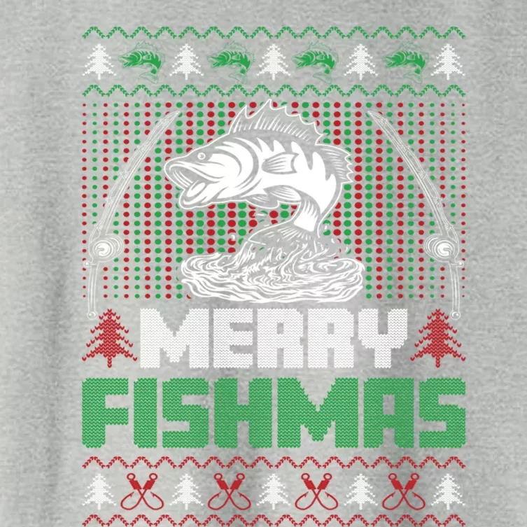 Funny Fishing Christmas Merry Fishmas Fishers Funny Gift Women's Crop Top Tee