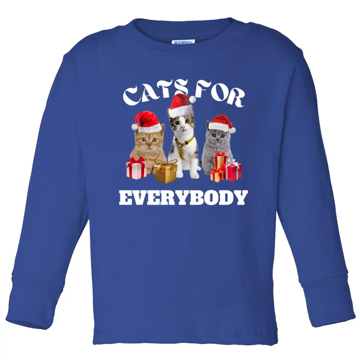 Funny Family Christmas Cat Lover Cats For Everybody Gift Toddler Long Sleeve Shirt