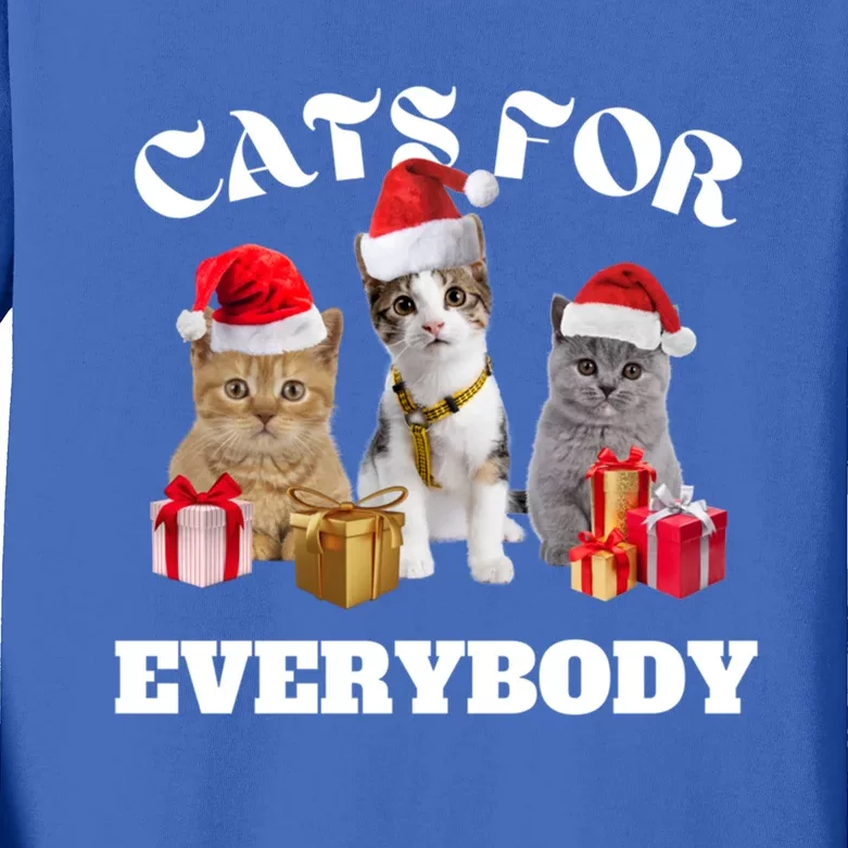 Funny Family Christmas Cat Lover Cats For Everybody Gift Kids Long Sleeve Shirt