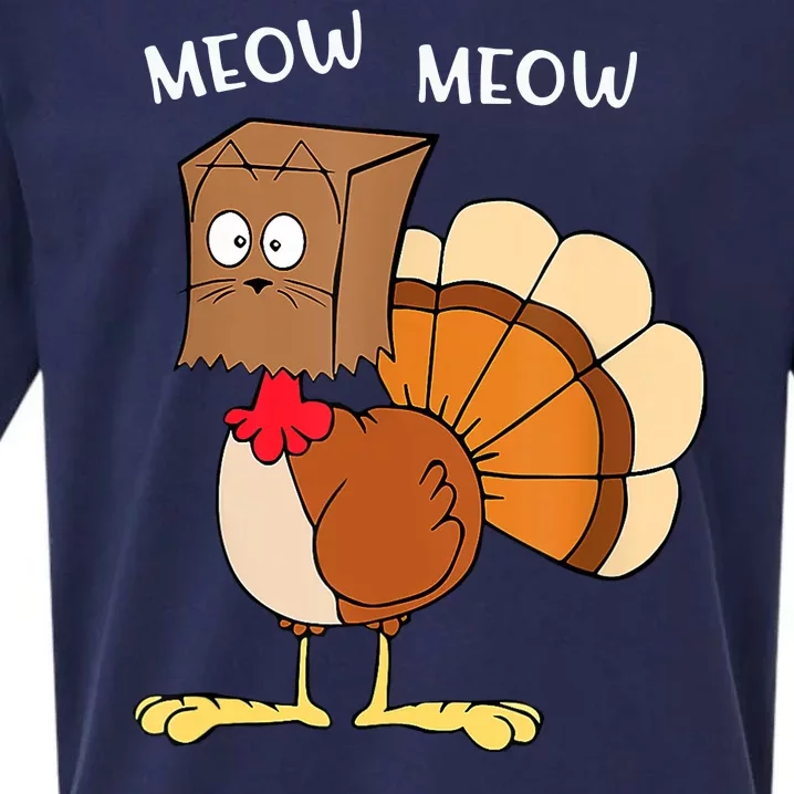 Funny Fake Cat Meow Turkey Thanksgiving Cat Love Fall Y'All Sueded Cloud Jersey T-Shirt