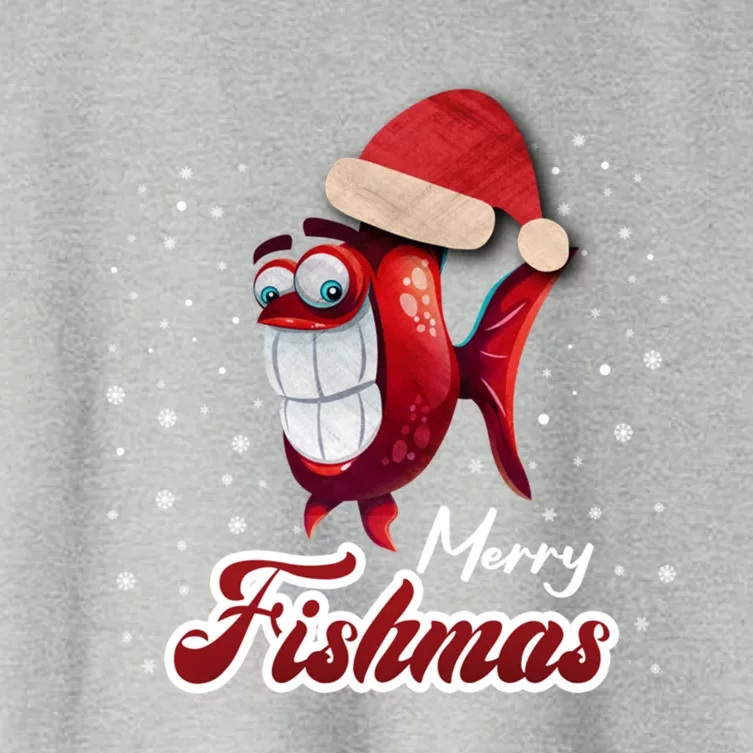 Funny Fishing Christmas Tree Merry Fishmas Gift Women's Crop Top Tee