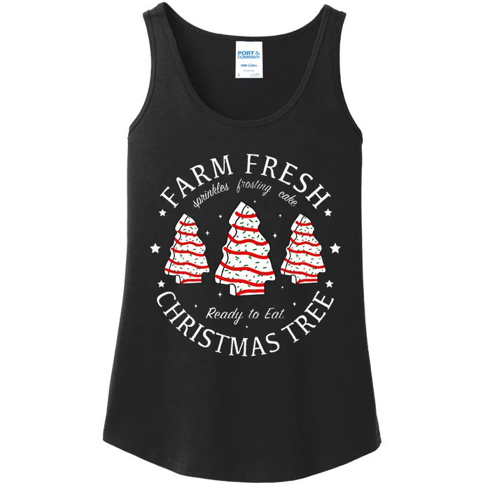 Farm Fresh Christmas Tree Cakes Funny Ladies Essential Tank