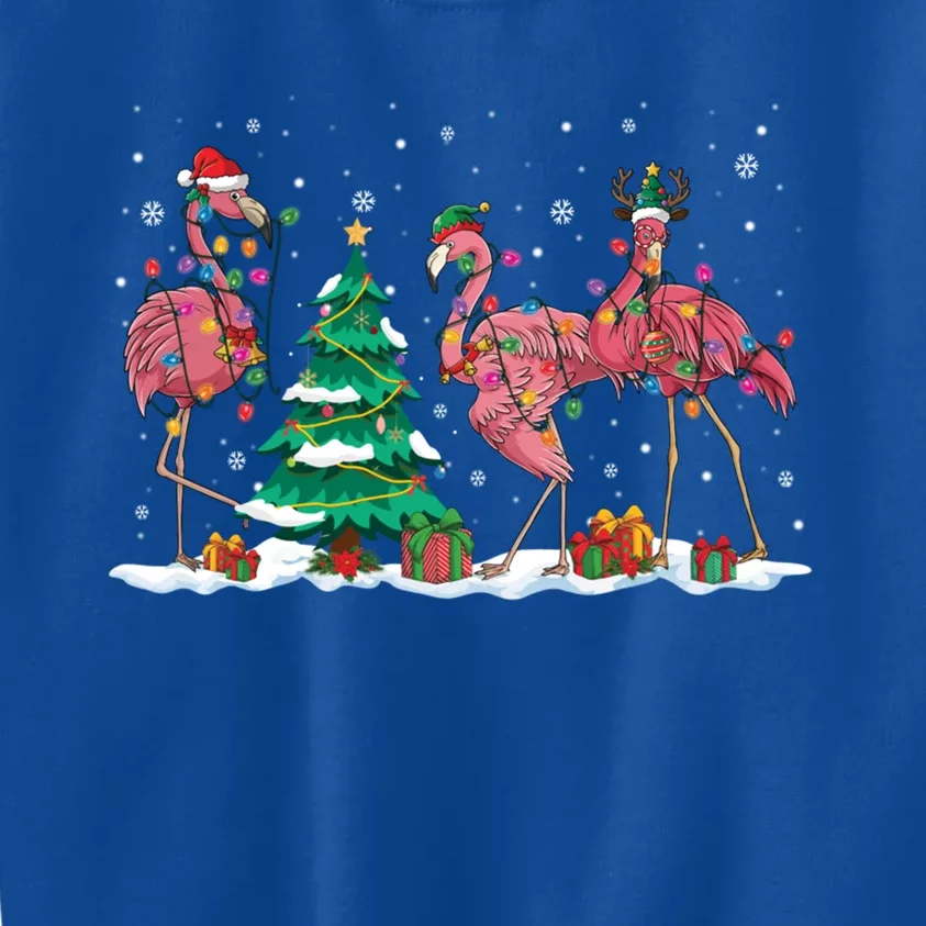 Funny Flamingo Christmas Lights Santa Xmas Flamingo Lovers Meaningful Gift Kids Sweatshirt