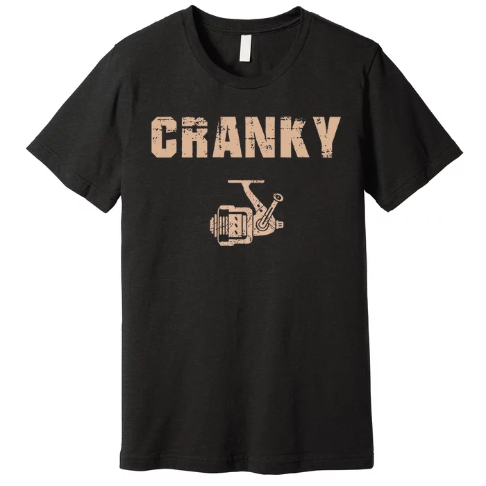 Funny Fishing Cranky Fishing Reel Premium T-Shirt