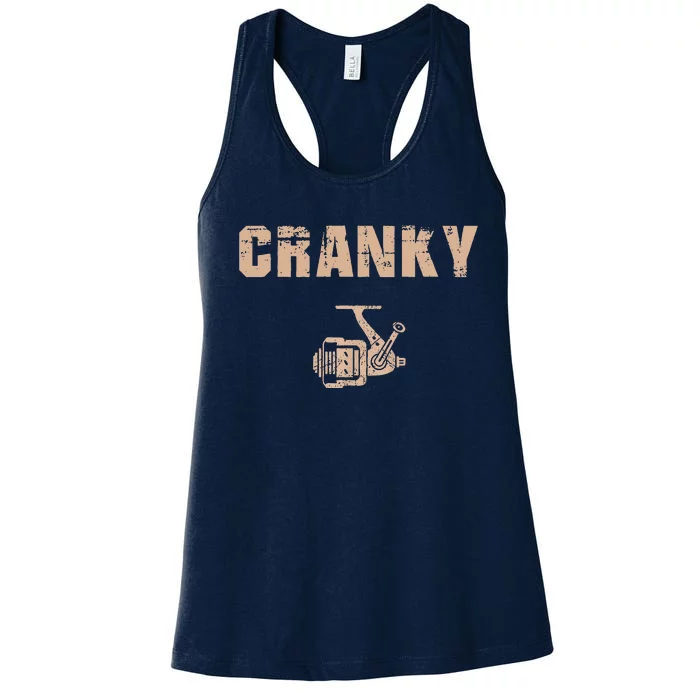 Funny Fishing Cranky Fishing Reel Women's Racerback Tank