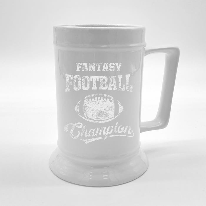 Fantasy Football Champion Funny League Draft Party Champ Front & Back Beer Stein