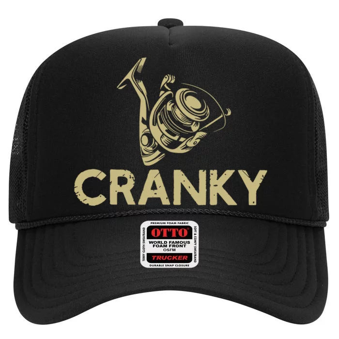 Funny Fishing Cranky Fishing Reel Gits High Crown Mesh Trucker Hat