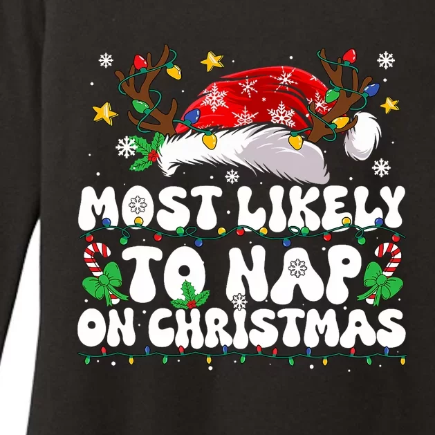 Funny Family Christmas Most Likely To Nap On Christmas Womens CVC Long Sleeve Shirt