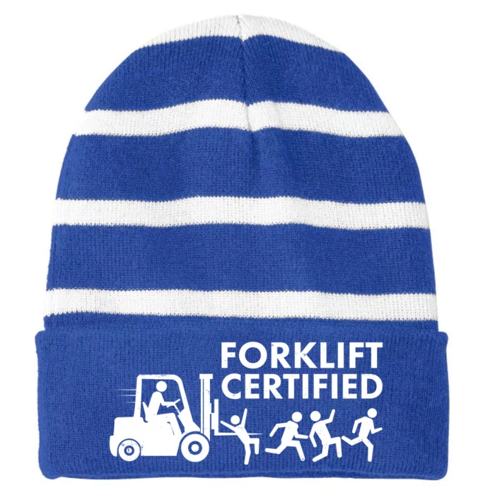 Funny Forklift Certified Striped Beanie with Solid Band