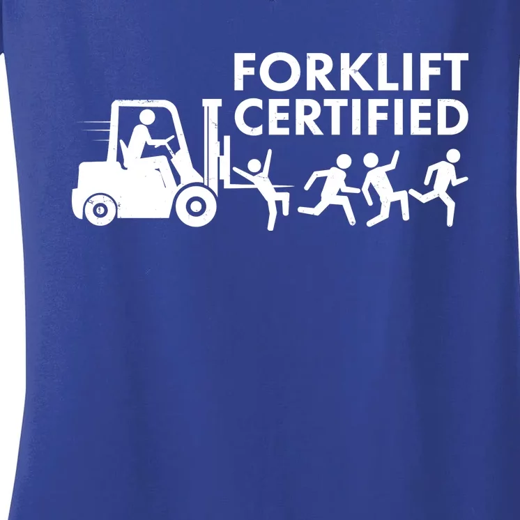 Funny Forklift Certified Women's V-Neck T-Shirt