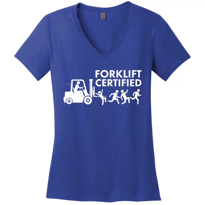 Funny Forklift Certified Women's V-Neck T-Shirt