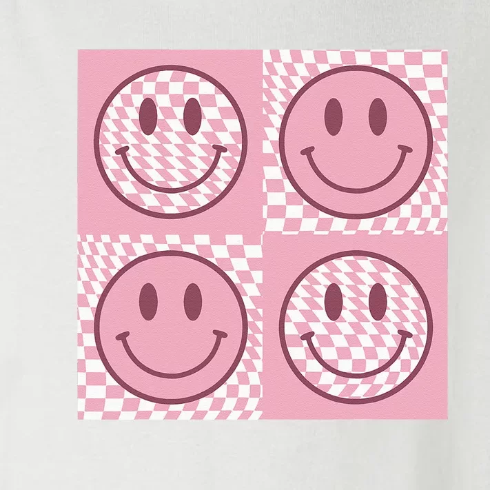 Funny Face Checkered Pattern Smile Face Meme Trendy Toddler Long Sleeve Shirt