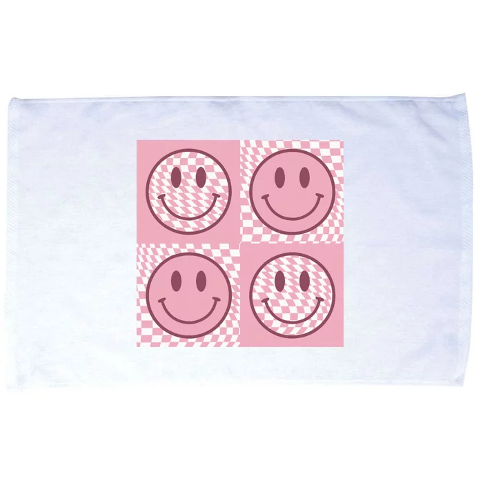 Funny Face Checkered Pattern Smile Face Meme Trendy Microfiber Hand Towel