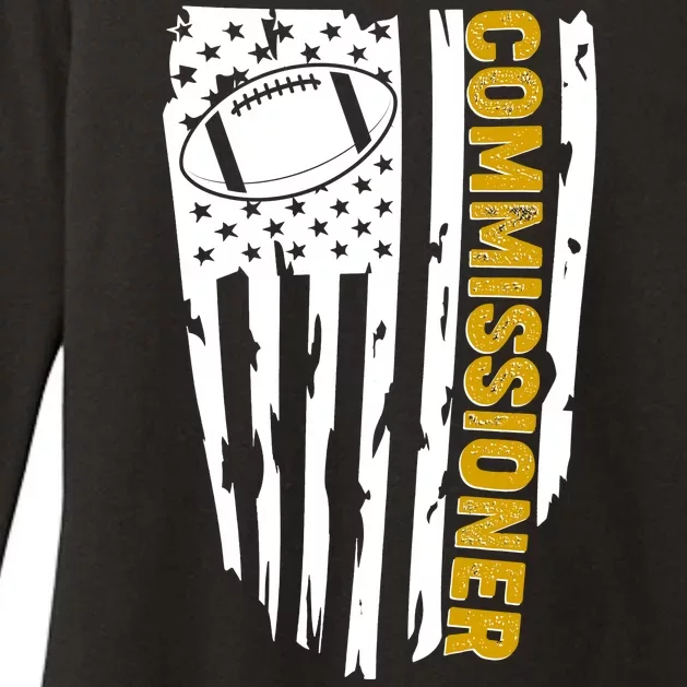 Fantasy Football Commissioner Distressed USA American Flag Womens CVC Long Sleeve Shirt