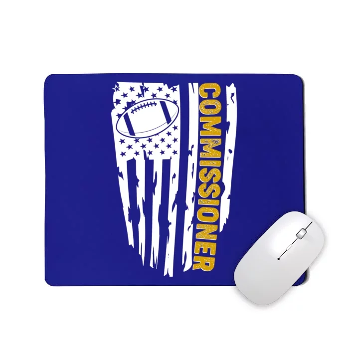 Fantasy Football Commissioner Distressed USA American Flag Mousepad