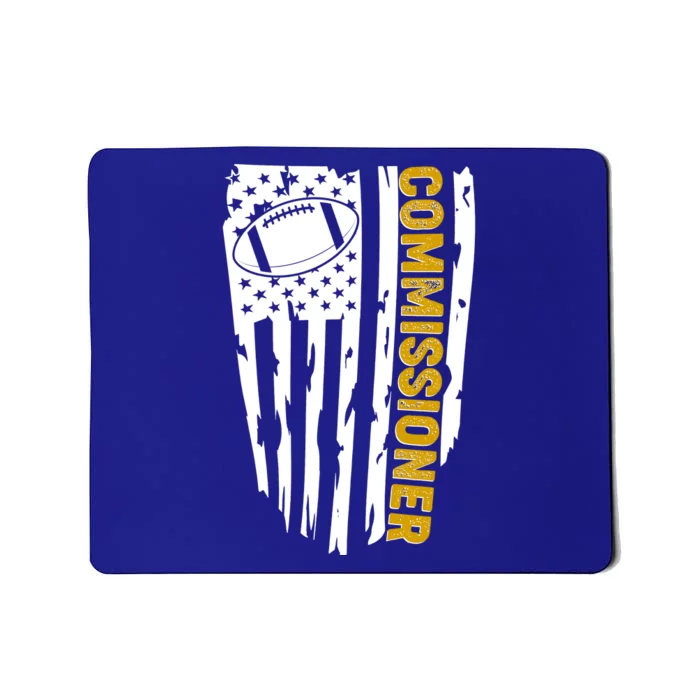 Fantasy Football Commissioner Distressed USA American Flag Mousepad