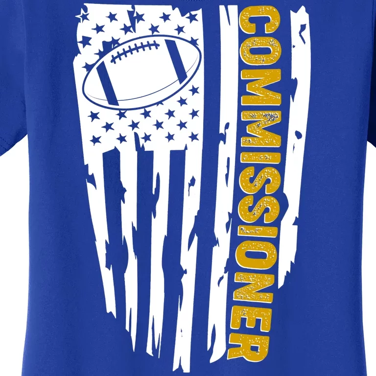 Fantasy Football Commissioner Distressed USA American Flag Women's T-Shirt