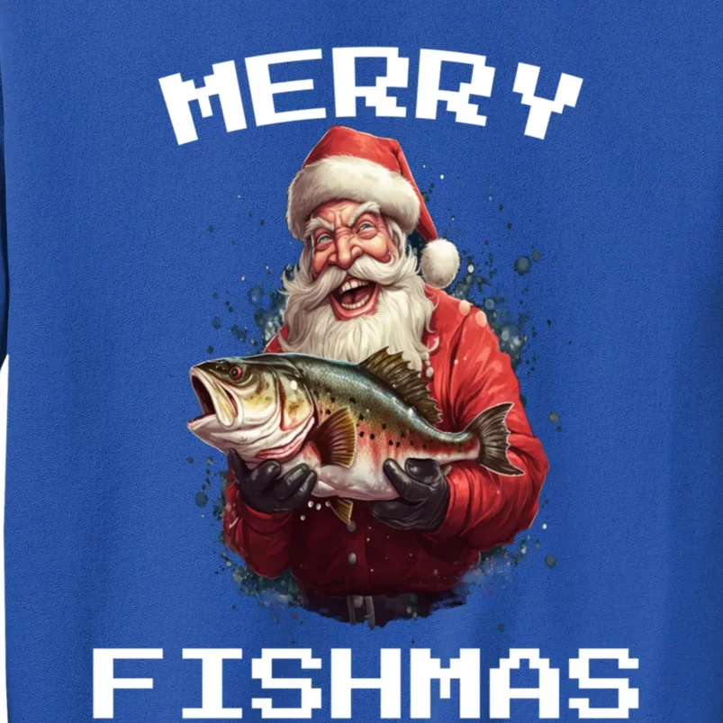 Funny Fishing Christmas Pajama Fishers Merry Fishmas Fishing Gift Tall Sweatshirt