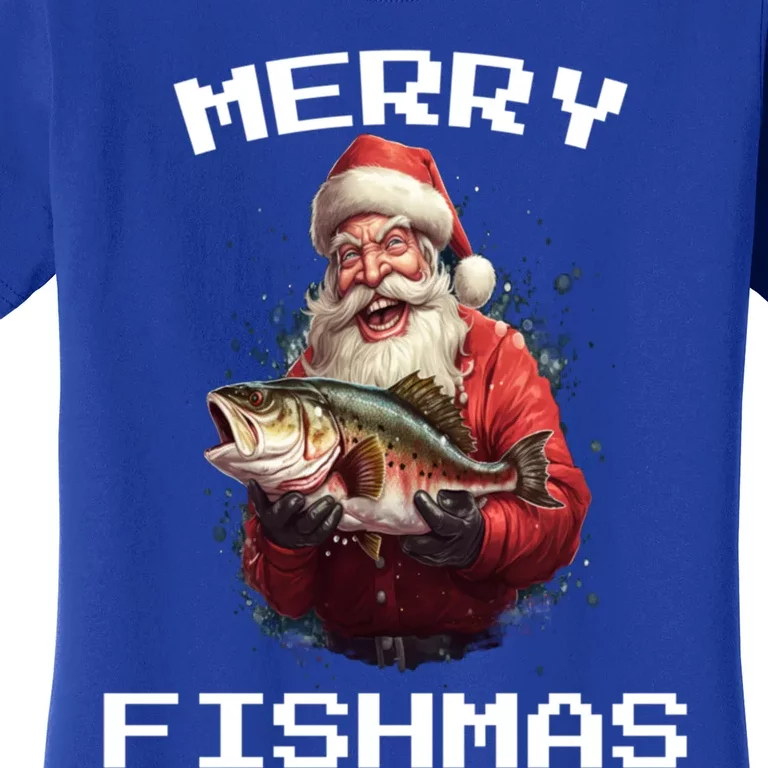 Funny Fishing Christmas Pajama Fishers Merry Fishmas Fishing Gift Women's T-Shirt