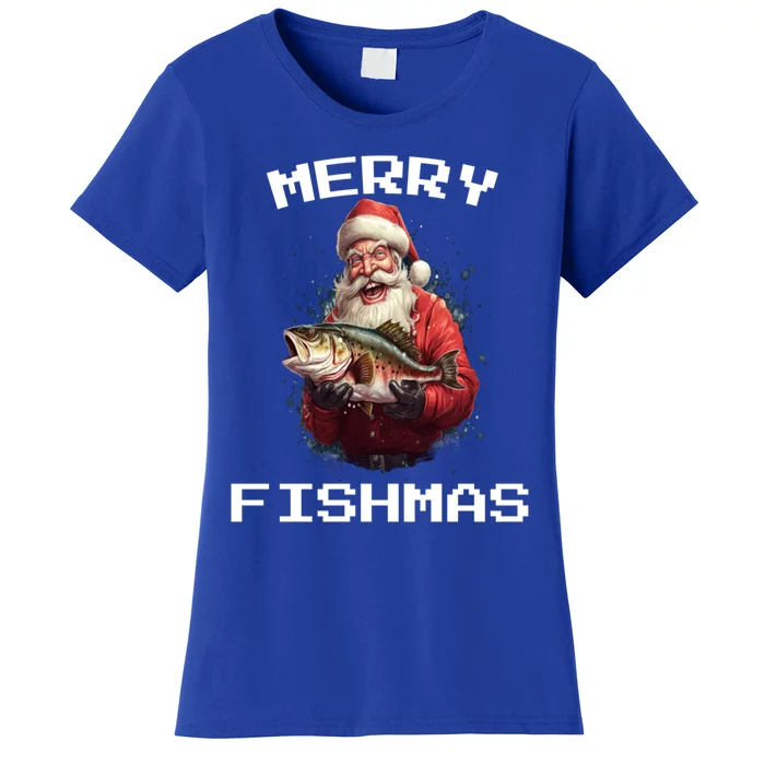 Funny Fishing Christmas Pajama Fishers Merry Fishmas Fishing Gift Women's T-Shirt