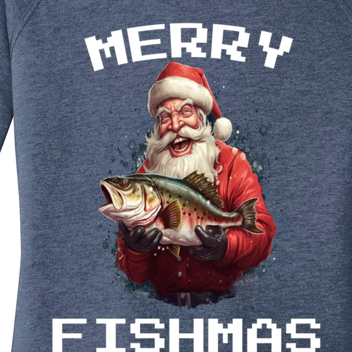 Funny Fishing Christmas Pajama Fishers Merry Fishmas Fishing Gift Women's Perfect Tri Tunic Long Sleeve Shirt