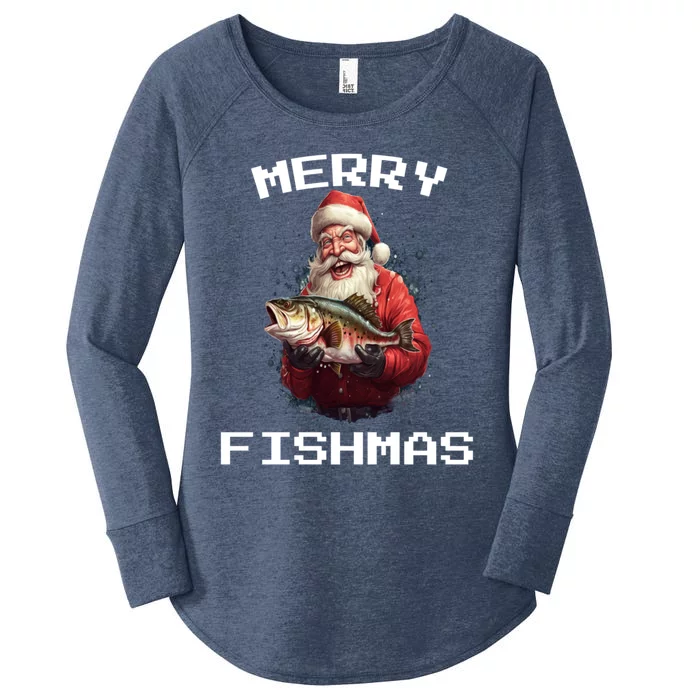 Funny Fishing Christmas Pajama Fishers Merry Fishmas Fishing Gift Women's Perfect Tri Tunic Long Sleeve Shirt