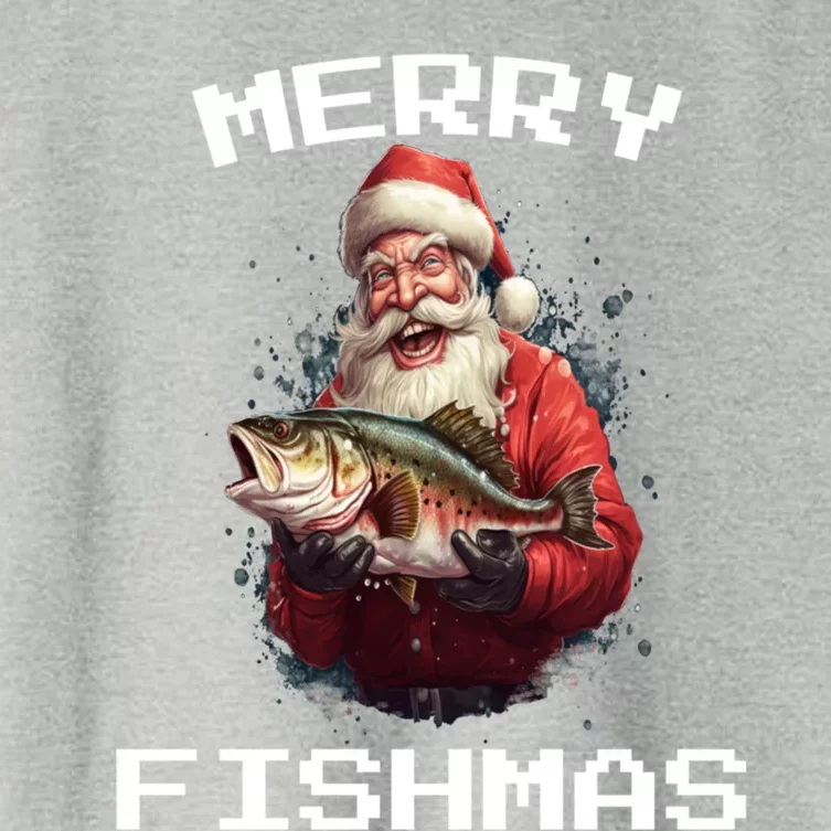 Funny Fishing Christmas Pajama Fishers Merry Fishmas Fishing Gift Women's Crop Top Tee