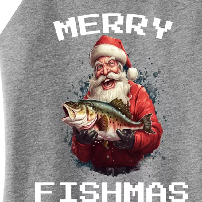 Funny Fishing Christmas Pajama Fishers Merry Fishmas Fishing Gift Women’s Perfect Tri Rocker Tank